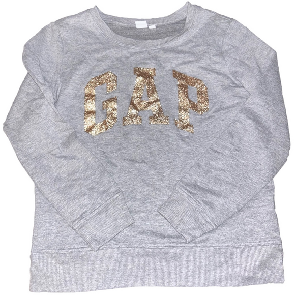 GAP Gray and Gold Crew Neck Long Sleeve Sweatshirt - Picture 1 of 2